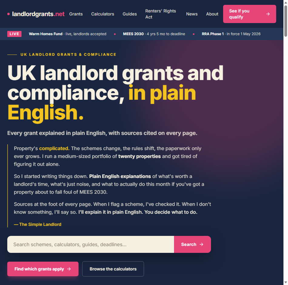 landlordgrants.net homepage